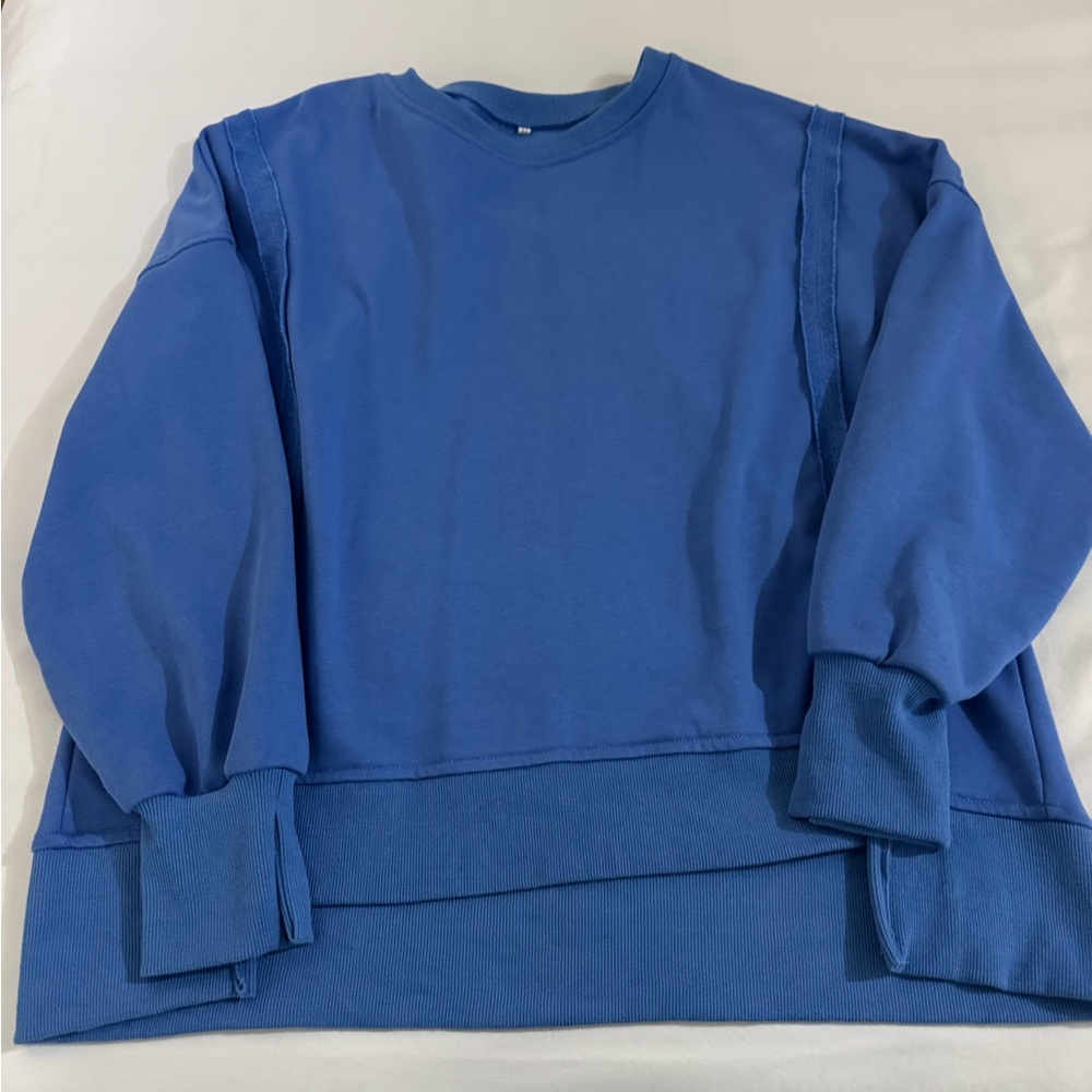 Nirovien Women's Oversized Blue Crewneck Sweatshirt